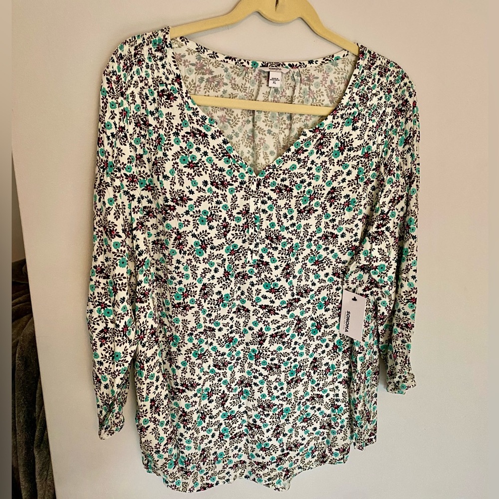 New! Sonoma Women’s Floral Lightweight XL longsleeve Tee Shirt - Picture 6 of 7